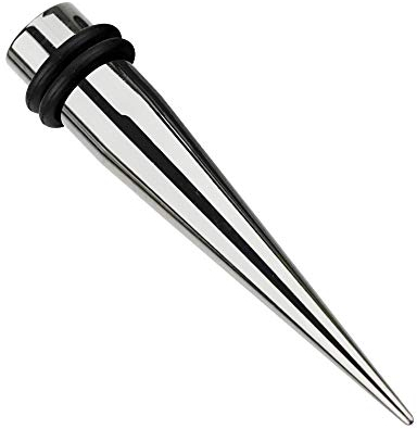 Treuheld® | 12mm Dehnstab | Silber | Chirurgenstahl 316L | Dehner für Flesh Tunnel + Ohr Plugs | Dehnungsstab + 2 Gummiringe | Ear Expander