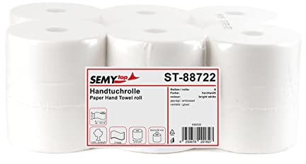 Semy Top ST-88722 Handtuchrolle, 2-lagig, 21 cm, Hochweiß (6-er Pack)