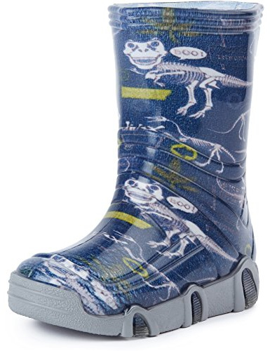 Ladeheid Kinder Mädchen Jungen Gummistiefel SwkBW 27 (Dunkelblau Dinosaurier, 23/24 EU)