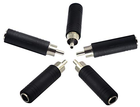 zdyCGTime adattatore jack da 6,35 mm a RCA maschio a 6,35 mm mono femmina audio microfono adattatore jack convertitore (5 confezioni)