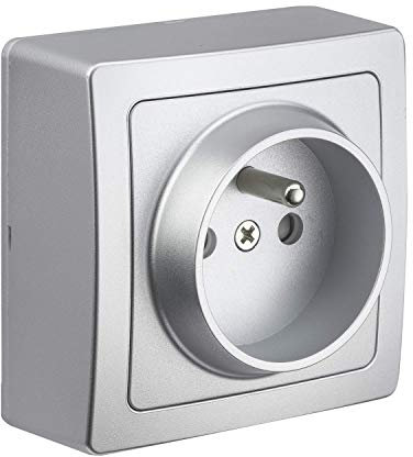 Interruttore va e arriva - Prese elettriche standard - Presa extra piatta - Presa a muro - Interruttore va e viene senza fili - Presa a muro - Gamma Blok - Presa 2P+T in alluminio