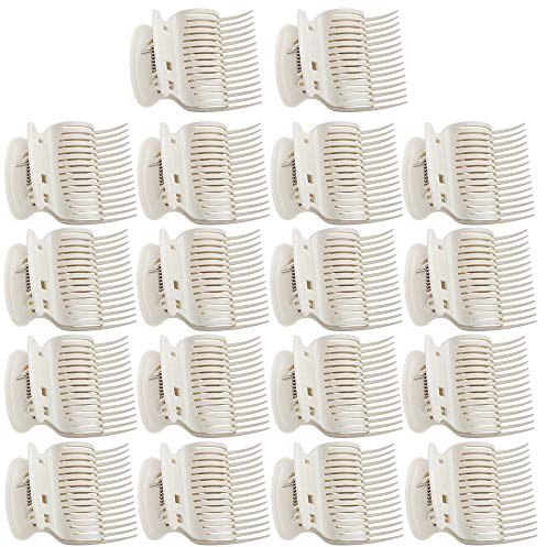 Pack of 18 Hot Roller Clips Plastic Hair Rollers Claws Clips Replacement Roller Clips for Small, Medium and Large Curlers (White)