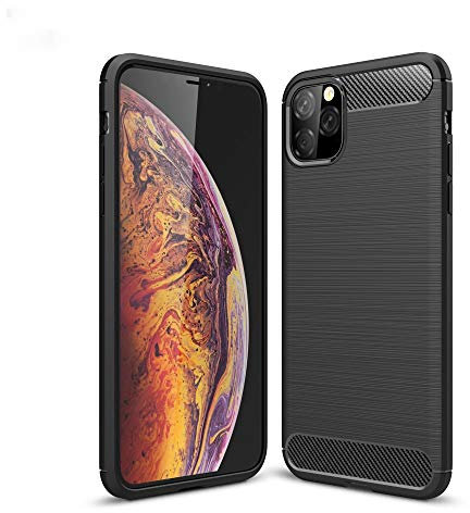 CoverKingz Handyhülle für iPhone 11 Pro Max [6,5 Zoll] - Silikon Handy Hülle im Carbon Design - Soft Case Phone Cover Schwarz