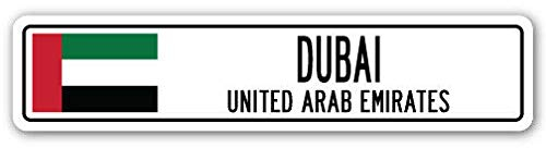 Dubai United Arabischen Emirates Aluminium Straßenschild Emirati Flagge Stadt Land Straße Straßenschild 10,2 x 40,6 cm