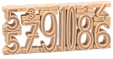 Wissner aktiv lernen R80021.000 - RE Wood 34 Stapelzahlen natur, Montessori Lernspielzeug, Zahlen zum Stapeln und Rechnen, nachhaltig hergestellt, schadstofffrei