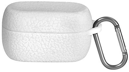 MODJUEGO Earbuds Case for Huawei Earbuds 3 Jabra Elite Active 75t Wireless Silicone Protective Earphone Charging Box Cover Grains Pattern Skin with Buckle (White)