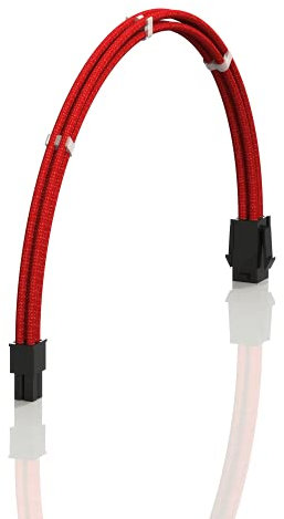 LINKUP - AVA 50cm EPS 4 Pin CPU ATX Motherboard PSU Power Supply Braided Sleeved Custom Mod PC Extension Cable w/Combs | Strong & Stiff Design | Single Pack | 500mm - Red