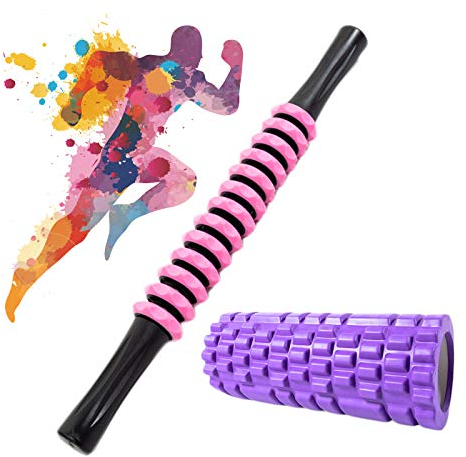 ZhiLianZhao Massageroller Muskel Roller Stick Foam Roller Extralange Faszienrolle Mit Muskelmassage Für Fitness Yoga Beinarm,Lila