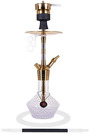 Amy Deluxe Shisha »Fusion Shine S« SS33.02 - Edelstahl - Schraubsystem, Closed Chamber, Schliff Adapter - mit Zubehör: Schlauch, Mundstück, Kopf mit Kaminaufsatz gold-transparent
