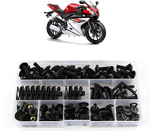 Xitomer - Set completo di bulloni di ricambio per carenatura, adatto a YZF R125 2008-2018, kit di montaggio completo di rondelle/dadi/fissaggi/clip/gommini (Nero opaco)