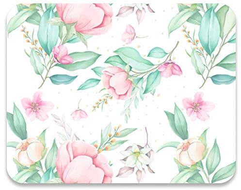 Audimi Floral Mouse Pad Watercolor Hand Drawn Flowers Mouse Mat Non-Slip Rubber Base for Laptop PC Office Working Gaming
