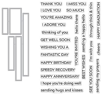Hero Arts DC286 Stamp & Cut XL, Message Strips XL