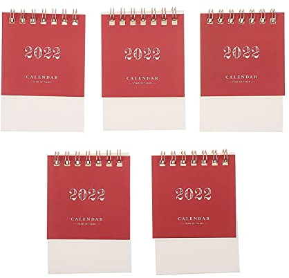 TOYANDONA 5 Stück 2022 Tischkalender 2022 Monatliche Kalender Desktop-Kalender 2022 Kalenderplaner 2022 2021 2022kleiner Tischkalender Mit Ständer Erdfarben Papier Muschelschale Stehtisch