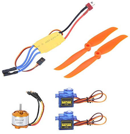 Kuuleyn Moteur Brushless, Mini Servo, A2212 2200KV Moteur Brushless 30A ESC SG90 9G Micro Servo 6035 Hélice pour Avion RC, avec Servo 9G SG90, A2212 KV2200 Moteur Brushless(30A ESC)