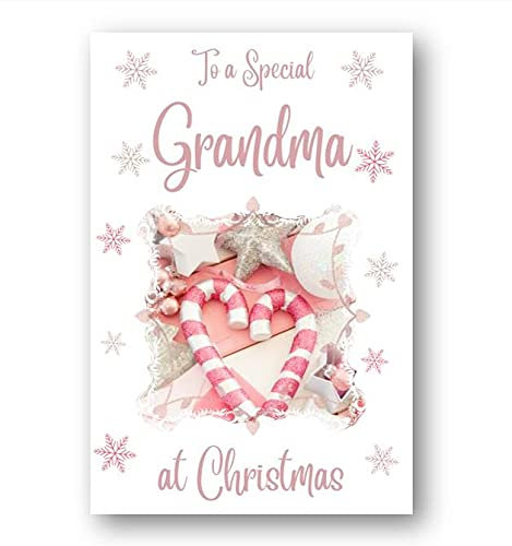 Second Ave Weihnachtskarte für Oma mit rosa Herzen, Weihnachten