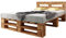 sunnypillow Palettenbett M2 aus Holz 140 x 200 cm mit Kopfteil und Lattenrost, Doppelbett, Familienbett - erhöhtes Ehebett Bettgestell Futonbett Komforthöhe Geflammt Massivholzbett