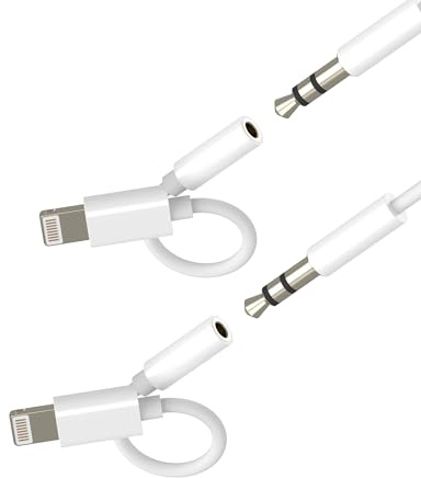 Adattatore Lightning a 3,5 mm Jack(2pack)per iPhone 14 13 Pro Aux Cuffie Audio Cavo per Apple MFi Certified Auricolari Sdoppiatore Headphone Cavetto Adapter per iPad Cuffia Convertitore Auto Accessori