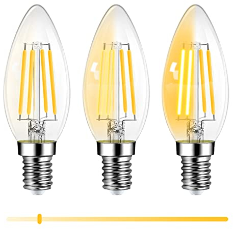 DGE E14 LED Dimmbar Lampe 6W, 600 Lumen 2700K Warmweiss E14 Kerze Led Glühbirne, Ersetzt 60W, 360° Abstrahlwinkel Energiesparlampe, 3er Pack