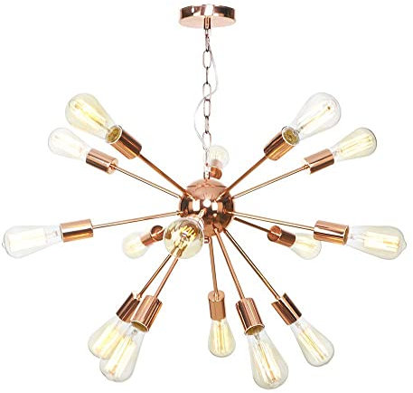 ZHAOZHAO Lustre Moderne, Lustres Ménagers, E26 Vintage 15 Branchement Métal Semi-Flush Semi-Flush/Rose Gold/15