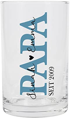 Herz & Heim® Schnapsglas, 100 ml, mit verschiedenen Motiven, personalisiert Papa seit