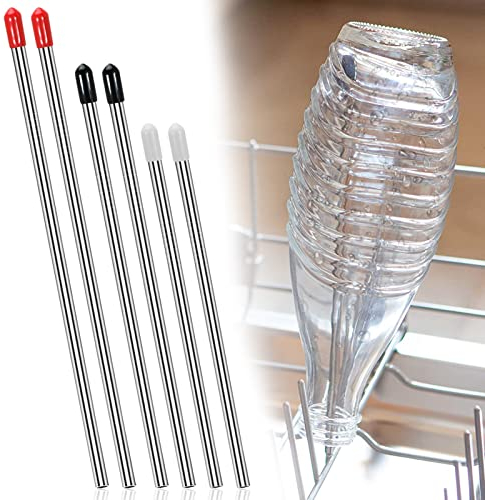 Set of 6 Glass Holder for Dishwasher Stainless Steel Dishwasher Insert Universal Scratch Free Bottle Rack Glass Bottle Holder Bottle Stand for Dishwasher, Cutlery Rack, Glass, Beer Mug, Wine Glass