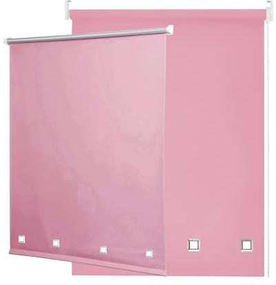 Funky Gadgets Roller Blinds Square Eyelet Light Filtering Roller Blind Daylight Trimmable Blinds Child Safe Easy Fit Metal Tube Home Office Window Blinds- Pink, W60 x L165cm
