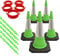 Set of 5 ​Traffic Cones, Plastic Security Cone Chain Barrier ​and​ Links - ​For​ Road ​and Driveway Safety - ​Use for​ No Parking ​or​ Entry - Red, White ​and​ Reflective​ Design (Green)