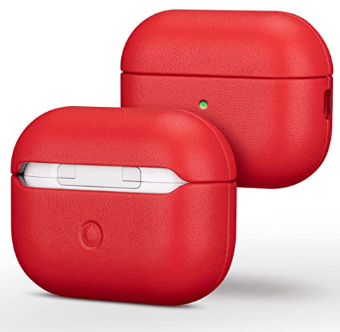 Haobobro Nappa Leather Case – Schutzhülle aus Leder für AirPods Pro 2 – handgefertigt aus echtem Leder – AirPods Pro 2. Generation 2022 – Schutzhülle für AirPods Pro 2 – Rot