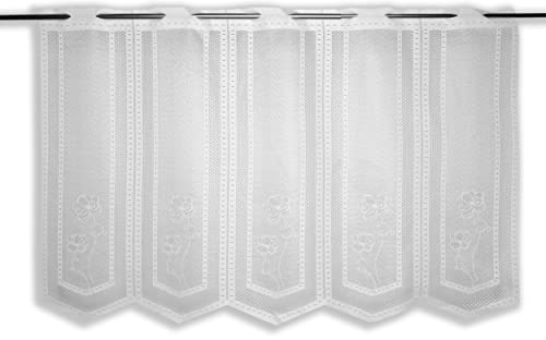 Clever-Kauf-24 Nach Maß Scheibengardine Jacquard weiß Bistrogardine Blume (Höhe 60cm)