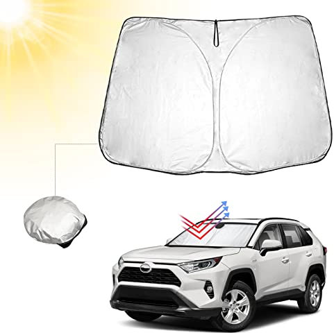 BIBIBO Parasol para Coche con protección UV Compatible con Toyota RAV4 / Hybrid 2019-2025, Parasol para Parabrisas Delantero, protección contra Rayos UV, Plegable