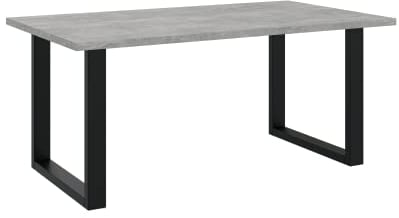 ALTDECOR Esstisch, ideal als Küchentisch oder Wohnzimmertisch, solide Konstruktion aus Möbelplatte,160x90x75 cm - Betonoptik/Schwarz - KLYN U