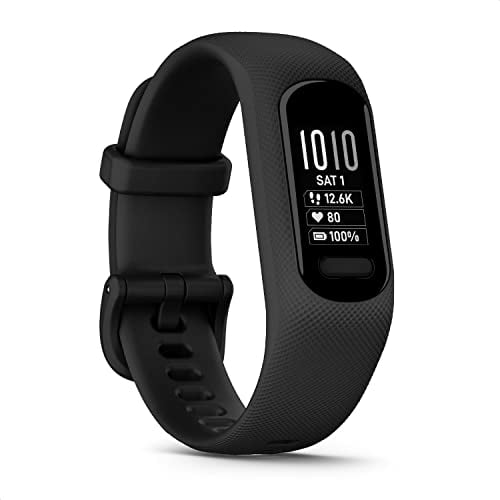 Garmin vívosmart 5, Smartband, Activity Tracker, Cardio, SpO2, GPS Smartphone, Passi, Calorie, Stress, 15 Sport, Rilevamento Incidenti, Display OLED, Notifiche (Black, 255 mm) (Ricondizionato)