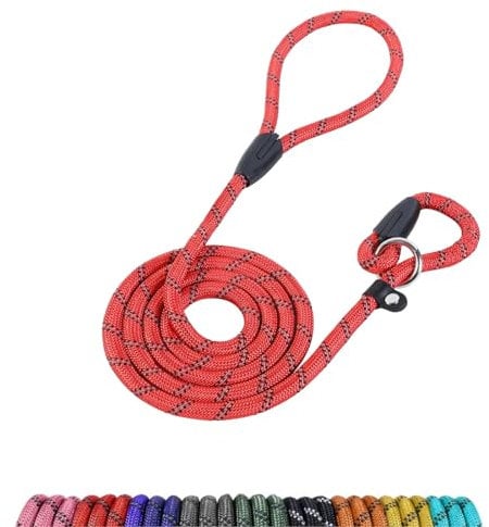 Loutep Slip Lead For Dogs-1.8m Long Rope Dog Leash With Reflective Stitching Slip On Easily With No Collar Or Harness Needed Anti-Choke Dog Slip Lead Ideal For Small Puppy Large & Medium Dogs Training