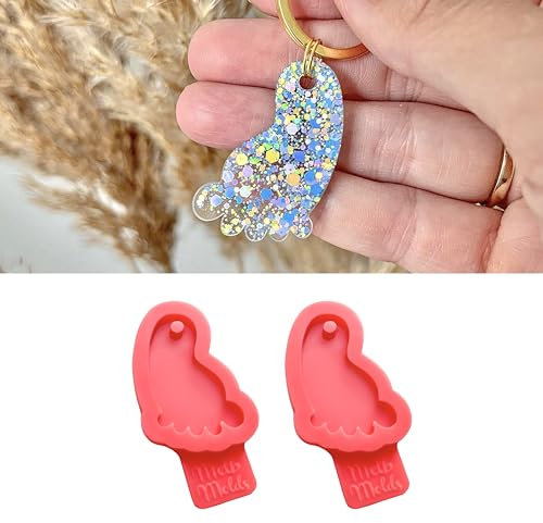 MelbMolds Moules en silicone pour résine époxy en forme de petits pieds de bébé - 2 pièces - Créez de mignons porte-clés, des étiquettes pour animaux de compagnie, des boucles d'oreilles et des bijoux
