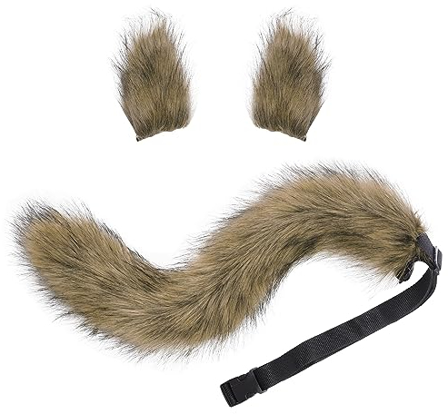 Fox Wolf Cosplay Tierohren Schwanz Set Wolf Ohren Schwanz Kostüm Handgefertigtes Fuchs Wolf Ohren Halloween Kostüm Cosplay Kopf Zubehör Fuchsohren (Fuch)