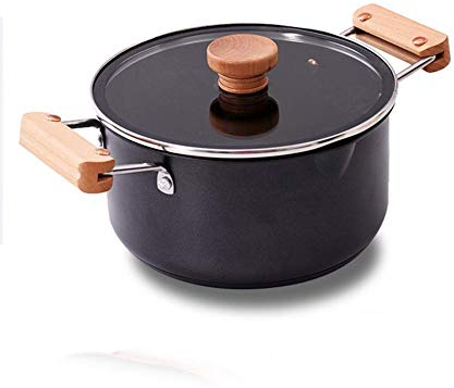 Ollas y sartenes de Cocina Cazuela Antiadherente de cerámica con Tapa, Olla de inducción, Olla para Sopa, Revestimiento de Nano cerámica, Mango de Roble, Menos Humo de Aceite .3.8L