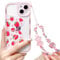 NITITOP Compatible for iPhone 13 Case Cute Bear Clear Floral Flower for Girls Women Pattern with Bear Ears Soft TPU Shockproof Protective Girly-Strawberry Bear