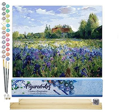 Figured'Art Malen Nach Zahlen Erwachsene Mit Rahmen Auf dem Land - Paint by Numbers Basteln DIY Bastelset 40x50cm Mit Keilrahmen (nicht gespannt)