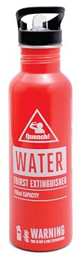 Gentlemen's Hardware Fire Extinguisher Stainless Steel Water Bottle with Straw and Lid, 750ml, Quench Thirst