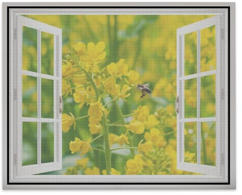 Pollenschutzgitter Fenster, 110X130cm Perfekte Passform Kinderleichte Klebemontage Werkzeugfreie Montage, Schwarz