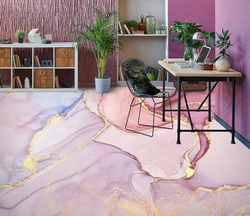 3D Floor Tile Stickers Flooring Wallpaper Mural 3D Pink Texture Bathroom Waterproof Self Adhesive Vinyl 3D Floor Tiles Murals Stickers,250 * 175cm