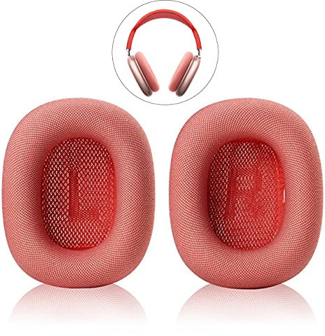 XINRUISEN Ersatz Ohrmuscheln für AirPods Max – Premium-Qualität, Weiches Memory Foam, Atmungsaktives Gewebe – Kompatibel mit Apple AirPods Max Kopfhörer –Rot