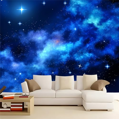 Art Fototapete 200 x 140 cm Blauer Nachthimmel Mit Sternen Und Nebel Vlies Tapeten Fantasiehimmel Wandtapete Wohnzimmer Schlafzimmer Tapete