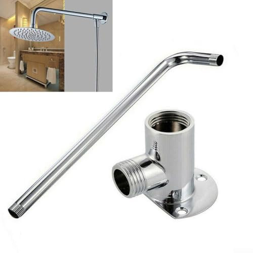 Brazo de ducha de acero inoxidable, articulación de brazo de extensión de cabezal de ducha, brazo de ducha resistente montado en la pared para cabezal de ducha (brazo de 30 cm + base)