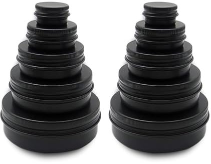 Wopanxye Lot de 10 bocaux vides en aluminium de 60 ml, 15 ml, boîte de maquillage de voyage de 30 ml, pot de 100 g, petites boîtes cosmétiques rechargeables pour crème, échantillon de crème, bougie,