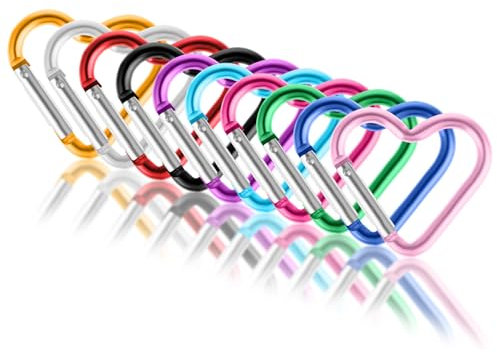 Ouligay 10PCS Heart Carabiner Clip Backpack Clips Cute Heart Shaped Keychain Keyring Key Ring Clip for Dog Leash Water Bottle Holder Snap Clips Keys