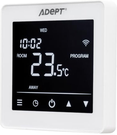 Adept T6200W White Smart WiFi Touchscreen Programmable Thermostat - App Controllable iOS & Andriod - Underfloor Heating Controller