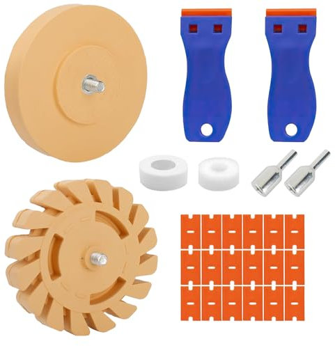 Wenrescry Folienradierer,Klebstoffentfernungsklingen,radiergummi,folienradierer auto– Radierscheibe für effektive Klebstoffentfernung und Aufkleberentferner mit Adapter 100mm
