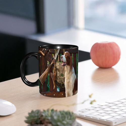 SDAEMQ Ceramic Coffee/Tea Mug, 11 oz,Gifts for Mothers Day, Birthdays, Christmas, Valentines, Anniversaries,Hunting Scenery, Hunting Rifle Near The Rifle and Trophies, Duck Hunting