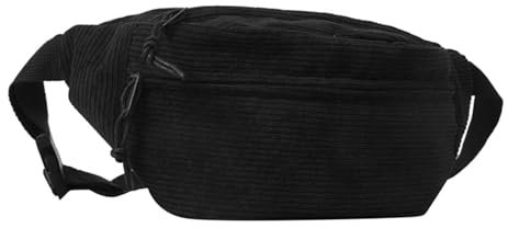 Cord Bauchtasche für Damen und Herren Gürteltasche Damen Verstellbarer Gurt Hüfttasche Stylisch Hüfttasche Klein Brusttasche Bum Bags Bauchtasche aus Cord für Outdoor Sport Reise (Schwarz)